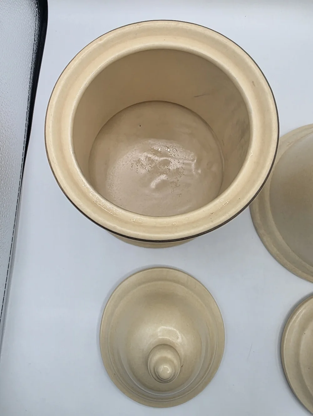 Vintage Pfaltzgraff Coffee Sugar Ceramic Cannister set Of 2 No Chips Beige Cream